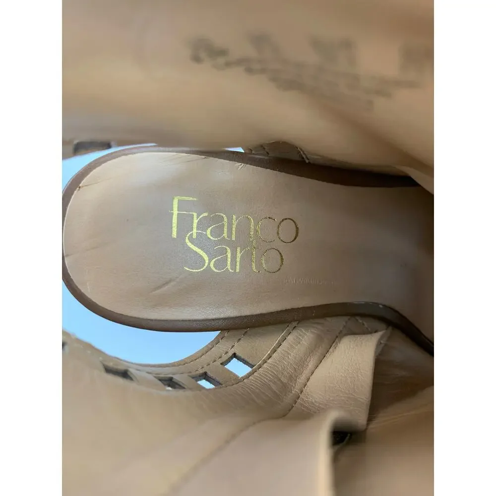 Franco Sarto Greenwich Peep Toe Cutout Booties Brown Ankle Boots Women's 6.5